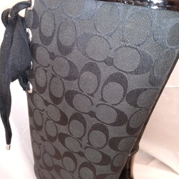 * COACH, Trist, Signature Black Grey Boots Rainboots Rubber Canvas Size 9 - Picture 4 of 13